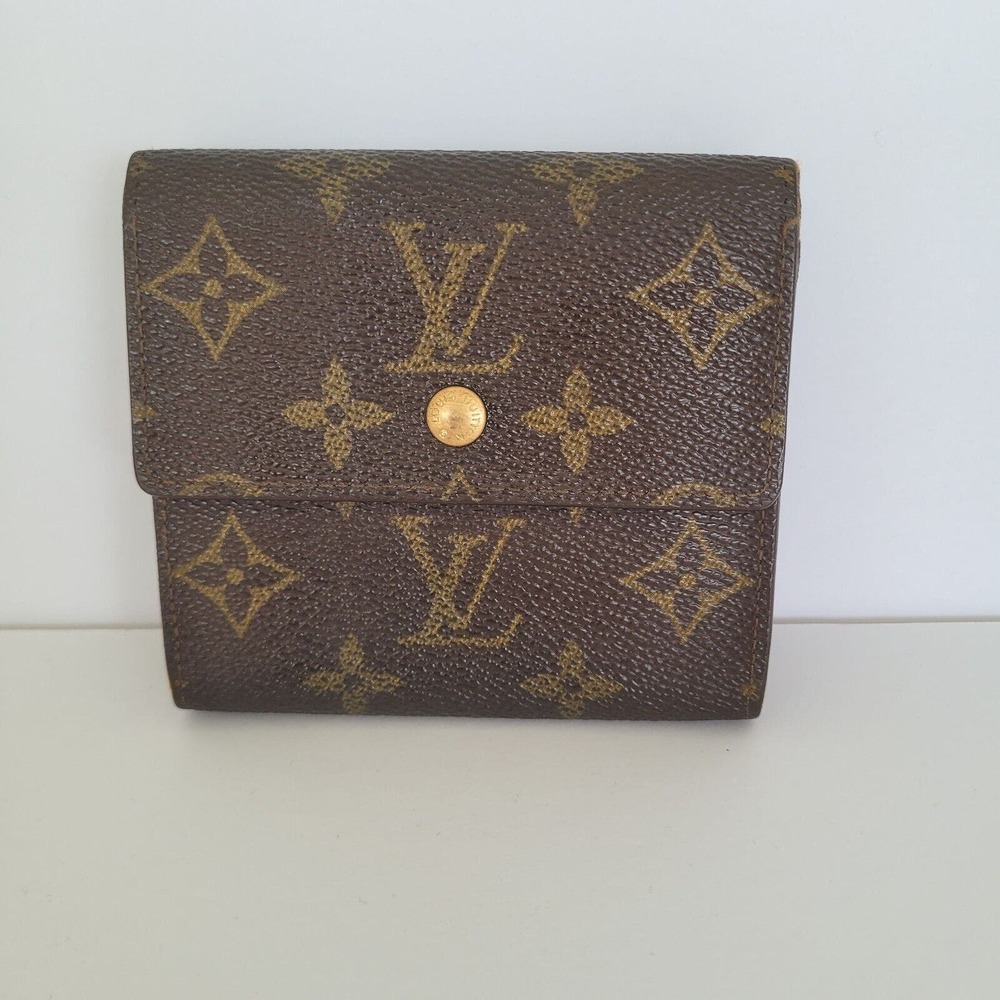 LOUIS VUITTON LV Vintage 1992 Monogram Leather Wallet Brown Medium Trifold Elise
